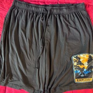 Bigfoot/Sasquatch EXPLORE athletic shorts. Men size large.Pockets/Button fly